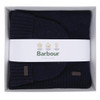 Navy Barbour Mens Carlton Fleck Beanie and Scarf Gift Set