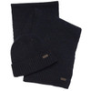 Navy Barbour Mens Carlton Fleck Beanie and Scarf Gift Set