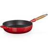 Cerise Le Creuset 28cm Cast Iron Saute Pan With Wooden Hand