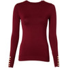 Wine Holland Cooper Womens Buttoned Knit Crew Neck Jumper