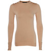 Dark Camel Holland Cooper Womens Buttoned Knit Crew Neck Jumper