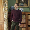 Burgundy Hoggs Of Fife Mens Stirling V-Neck Sweater Lifestyle