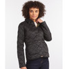 Black/Olive Barbour Womens Deveron Quilted Jacket On Model