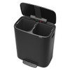 Matt Black Brabantia Bo Pedal Bin 2x30 Litre Open