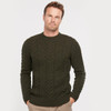 Olive Marl Barbour Mens Essential Cable Knit Jumper Front