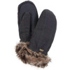 Barbour Womens Wax With Fur Trim Mittens Reversed