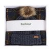 Classic Barbour Womens Saltburn Beanie & Tartan Scarf Set