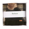 Ancient Loden/Dark Green Barbour Womens Saltburn Beanie & Tartan Scarf Set