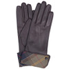 Dark Brown/Classic Tartan Barbour Womens Lady Jane Leather Gloves