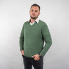 Albert and Maurice Eastnor Sage Lambswool V Neck Jumper Model