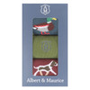 Green Logo / Blue Duck / Red Dog Albert and Maurice Mens Socks Gift Set Pack Of 3