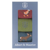 Green Logo / Red Pheasant / Blue Stag Albert and Maurice Mens Socks Gift Set Pack Of 3