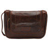 Brown Veg Tanned Calf Leather Loake Severn Hanging Wash Bag