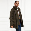Khaki Holland Cooper Womens Stamford Country Coat On Model Open Zip
