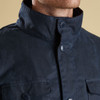 Navy Barbour Mens Ogston Wax Jacket Collar