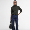 Olive Barbour Womens Burne Roll Neck Knit Jumper Front