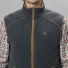 Dark Navy Harkila Mens Sandhem 200 Waistcoat Detail On Model