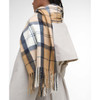 Hessian Navy Tartan Barbour Womens Hailes Tartan Scarf On Model 2