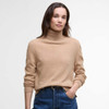Pale Camel/Hessian Barbour Womens Pendle Roll Collar Jumper On Model