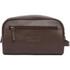 Dark Brown Barbour Mens Leather Washbag