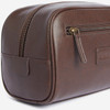 Dark Brown Barbour Mens Leather Washbag Zip