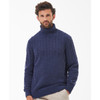 Navy Barbour Mens Duffle Cable Rollneck Jumper Model