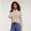 Oatmeal Holland Cooper Womens Seattle Roll Neck Cable Knit Jumper