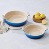 Le Creuset Stoneware Set Of Two Round Dishes Azure Blue