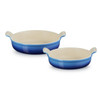 Le Creuset Stoneware Set Of Two Round Dishes Azure Blue