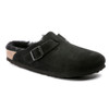 Black Birkenstock Boston Fur Suede Leather Clog