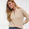 Camel Holland Cooper Womens Tori Half Zip Knitted Jumper Model