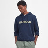 Navy Barbour Mens Farnworth Hoodie On Model