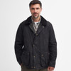 Rustic Brown Barbour Mens Halton Wax Jacket On Model