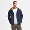 Navy Barbour Mens Hooded Utility Spey Showerproof Jacket On Model