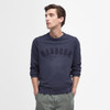 Navy Barbour Mens Wash Prep Logo Jumper On Model