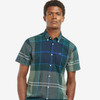 Kielder Blue Tartan Barbour Mens Douglas Short Sleeve Tailored Shirt On Model