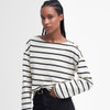 Antique White Stripe Barbour Womens Caroline Sweatshirt On Model