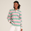 Green and Pink Stripe Joules Falmouth Womens Rugby Shirt Model Front