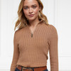 Dark Camel Marl Holland Cooper Womens Ava Half Zip Knitted Jumper