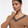 Dark Camel Marl Holland Cooper Womens Zoe V-Neck Knitted Jumper Model