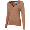 Dark Camel Marl Holland Cooper Womens Zoe V-Neck Knitted Jumper Model Angle