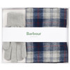 Blue Granite Barbour Mens Tartan Scarf and Glove Gift Set