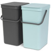 Mint and Grey Brabantia Sort & Go Built In Bin 2x16 Litre