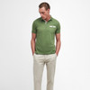 Pea Green Barbour Mens Hirstly Polo Shirt On Model