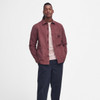 Desert Clay Barbour Mens Dewsbury Garment Dyed Overshirt On Model