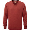 Deep Red Schoffel Mens Lewis Lambswool V Neck Jumper