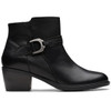 Black Leather Clarks Womens Neva Buckle Boot Side