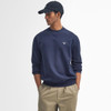 Navy Barbour Mens Beckhill Crew Neck Sweatshirt On Model