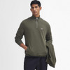 Mid Olive Barbour Mens Beckhill Half Zip Sweatshirt On Model