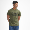 Mid Olive Barbour Mens Field Dog Graphic T-Shirt On Model
